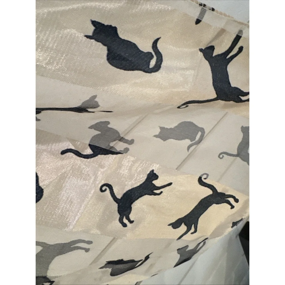 Vintage‎ Silk Feel Scarf With Black Cats 58 X 13in OLA001